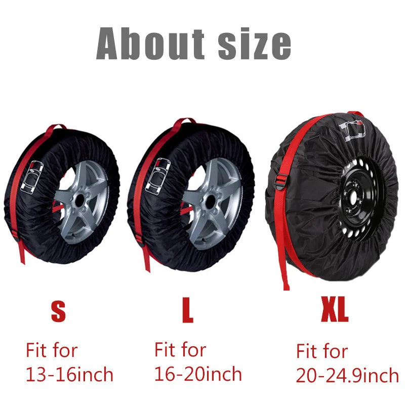 Spare Tire Storage Cover - Polyester Wheel Tote with Strap