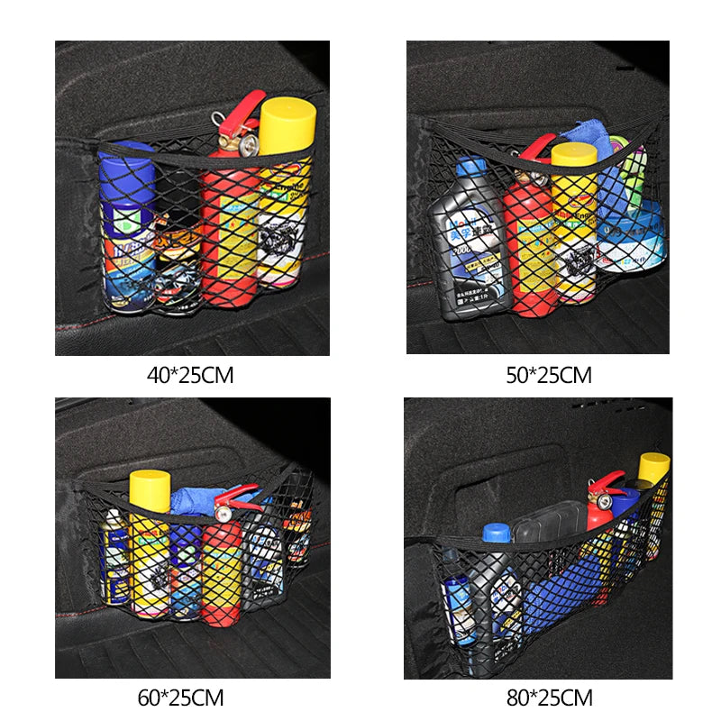 Car Seat-Back Storage Net - Elastic Mesh Cargo Organizer