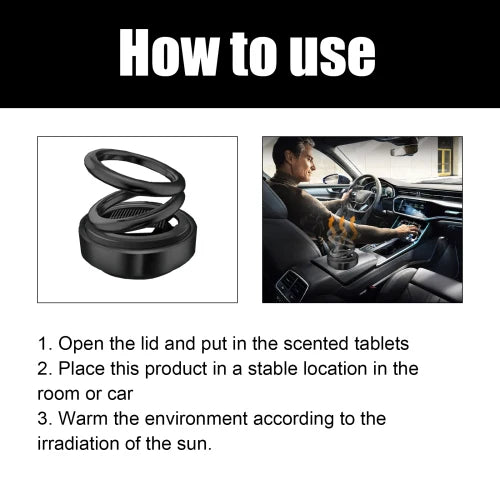 Solar Car Diffuser - Rotating Double-Ring Air Freshener
