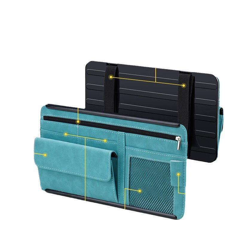 Leather Car Sun Visor Organizer - Glasses & Card Holder