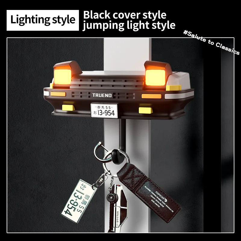 Retro Car Headlight Key Holder — LED Wall Mount Rack