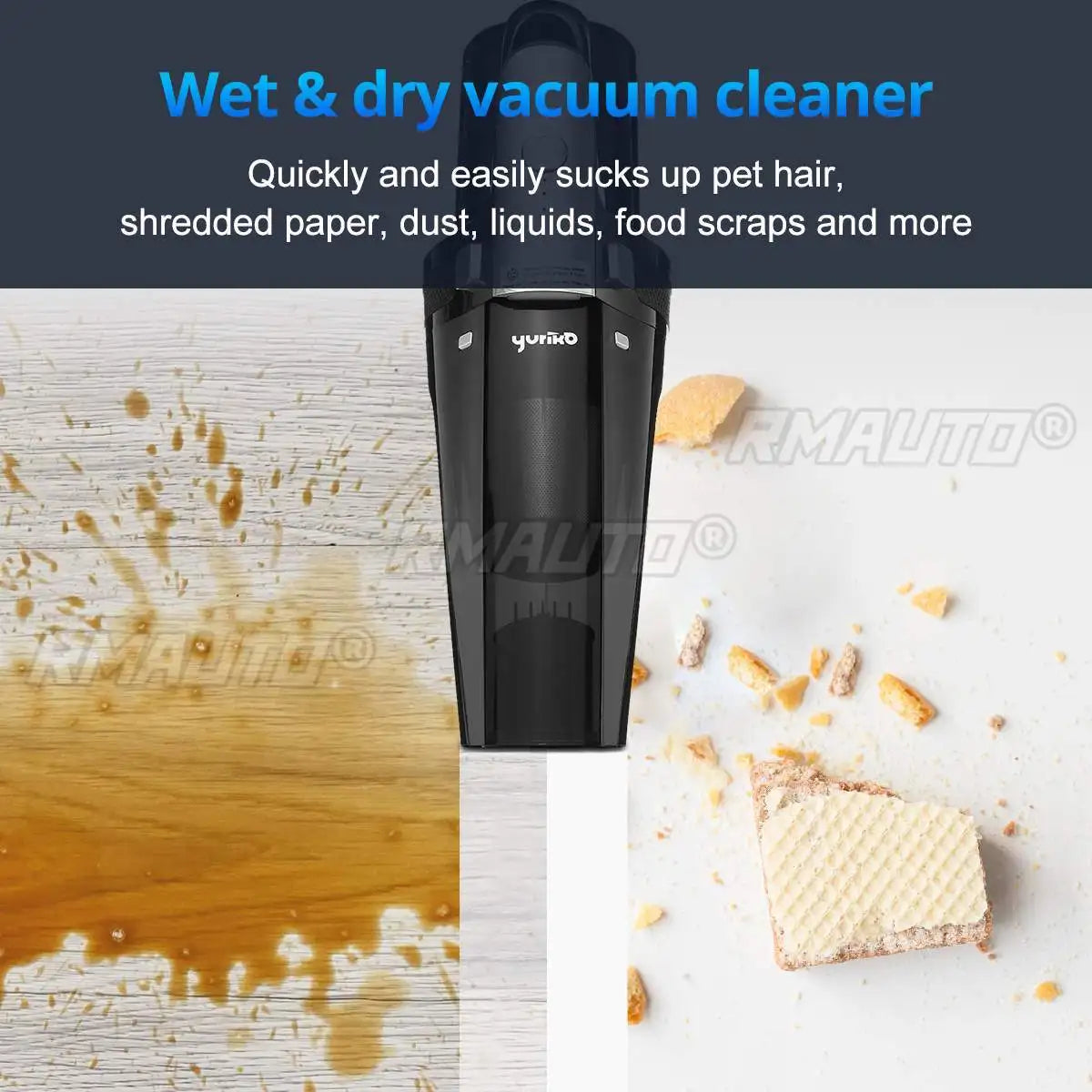 Cordless Car Vacuum - Wet & Dry Handheld, LED Light