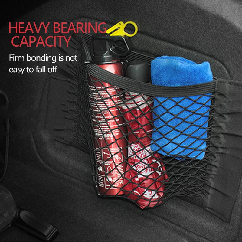 Car Seat-Back Storage Net - Elastic Mesh Cargo Organizer