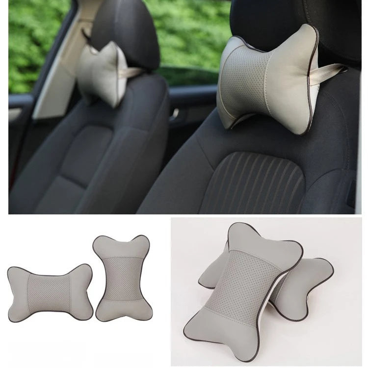 Car Neck Pillow — Leather Headrest Cushion (Set of 2)
