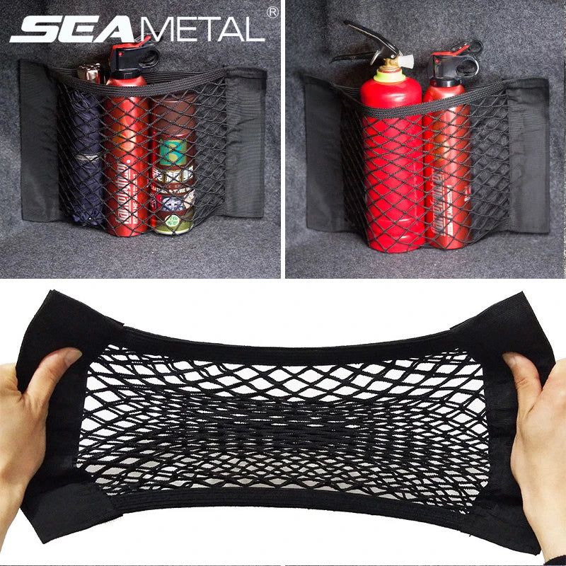 Car Seat-Back Storage Net - Elastic Mesh Cargo Organizer