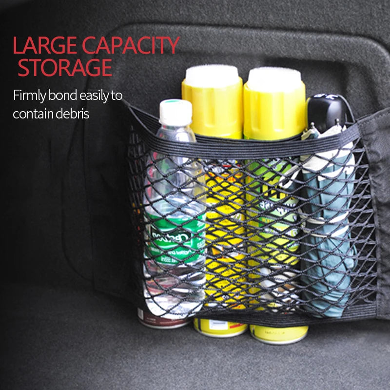 Car Seat-Back Storage Net - Elastic Mesh Cargo Organizer