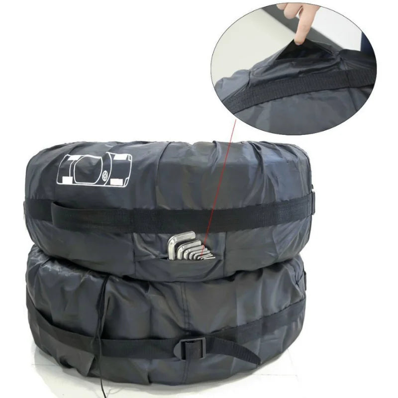 Spare Tire Storage Cover - Polyester Wheel Tote with Strap
