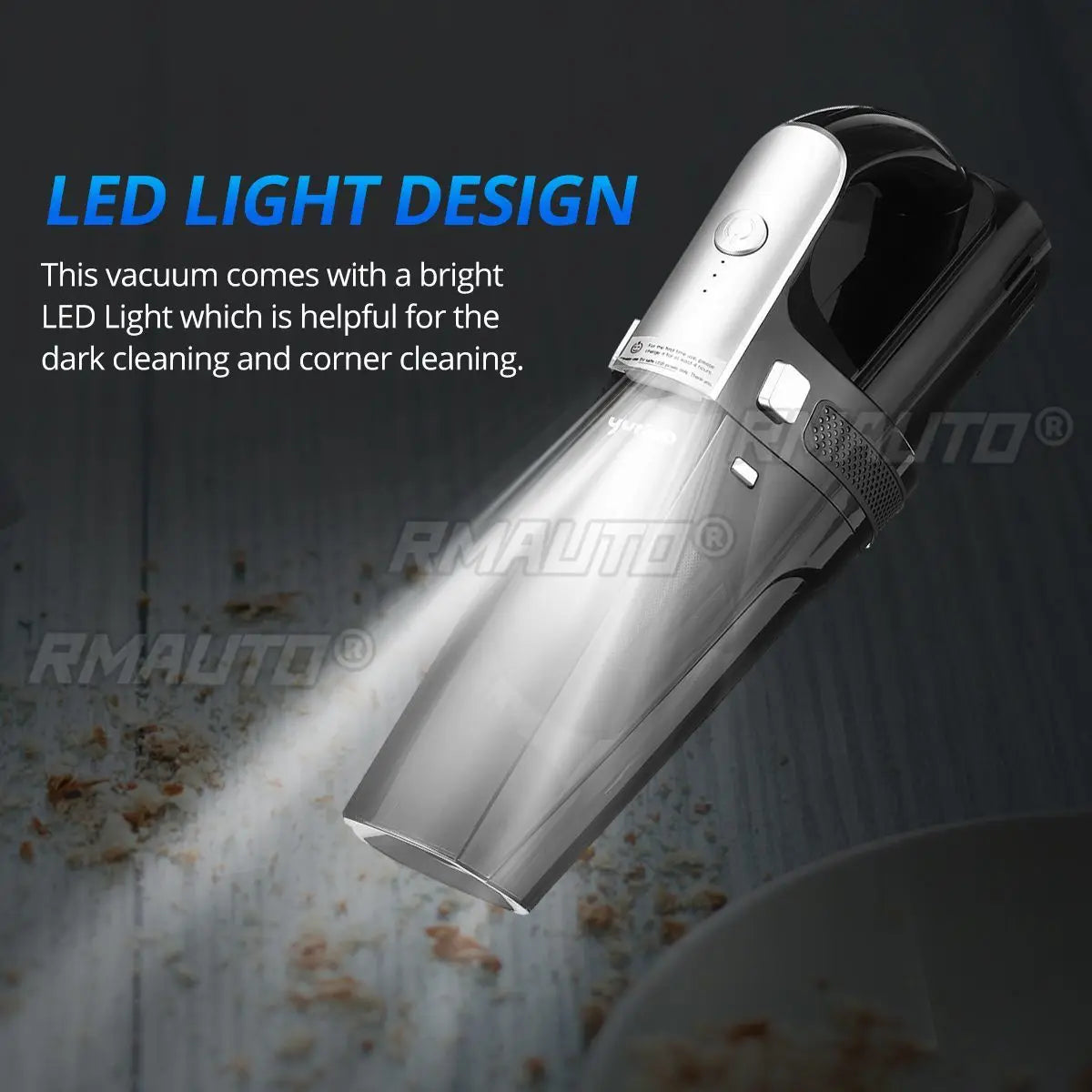 Cordless Car Vacuum - Wet & Dry Handheld, LED Light