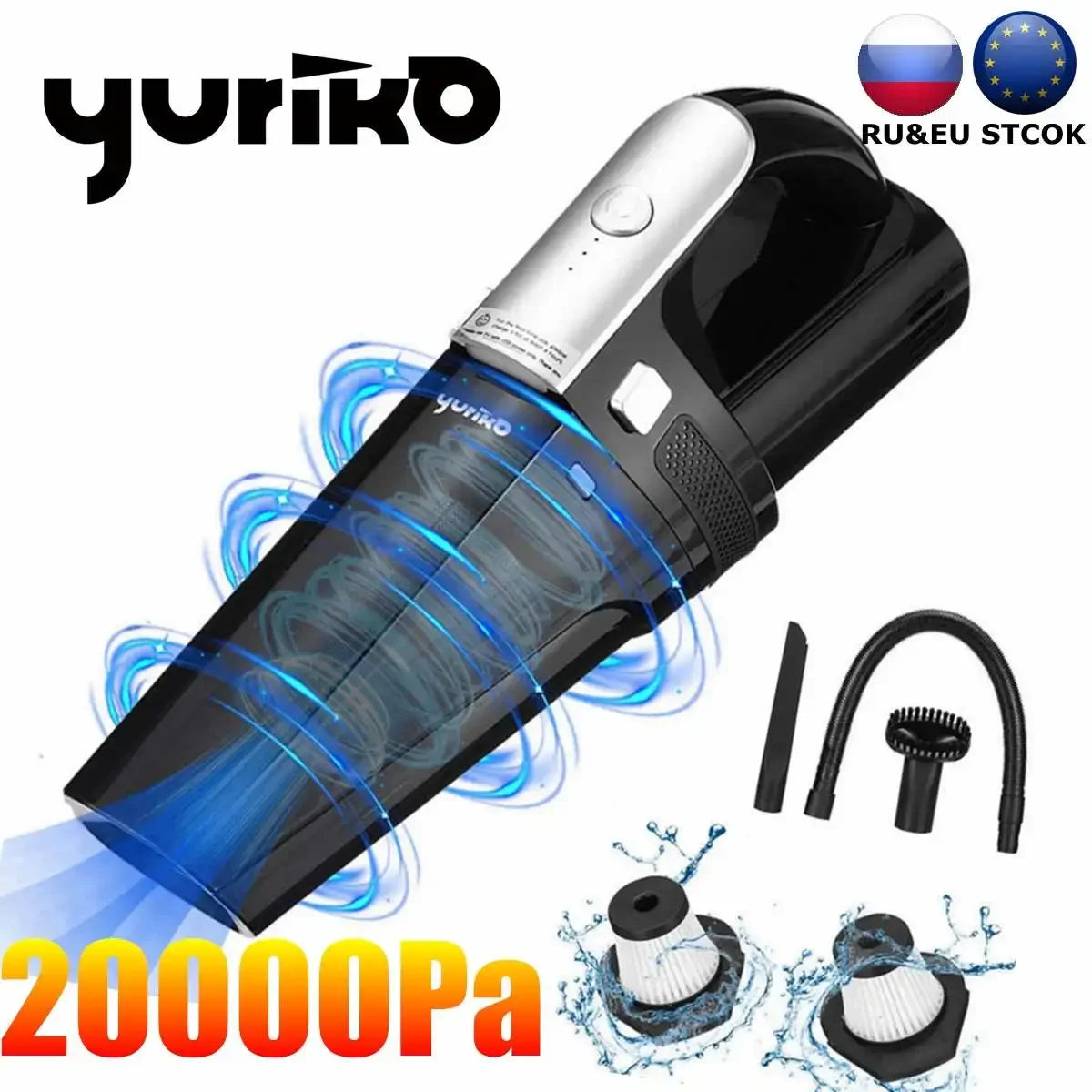 Cordless Car Vacuum - Wet & Dry Handheld, LED Light