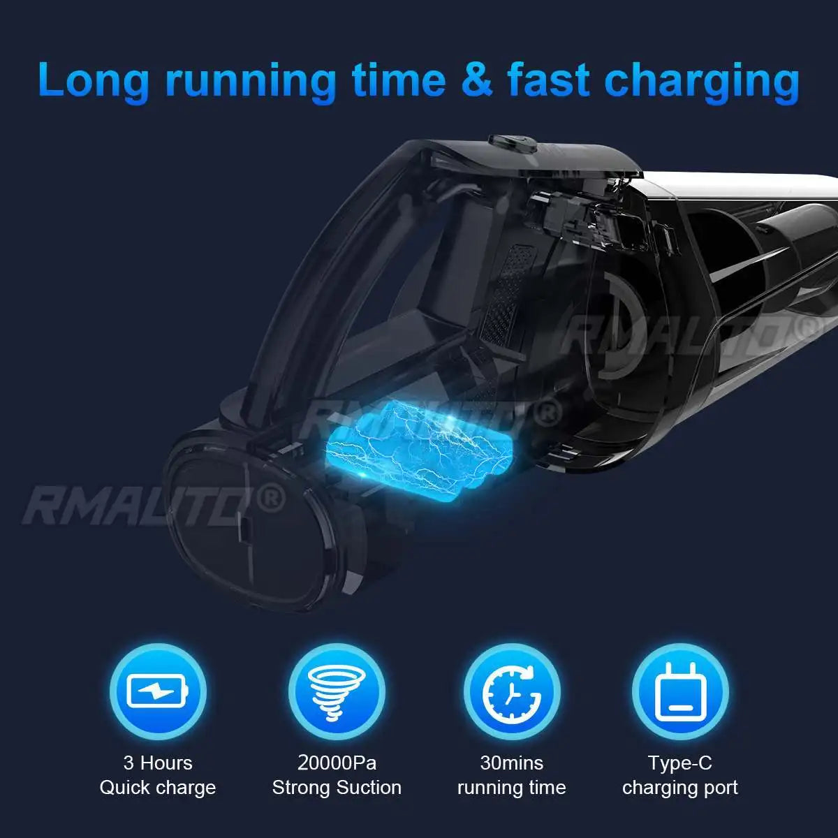 Cordless Car Vacuum - Wet & Dry Handheld, LED Light