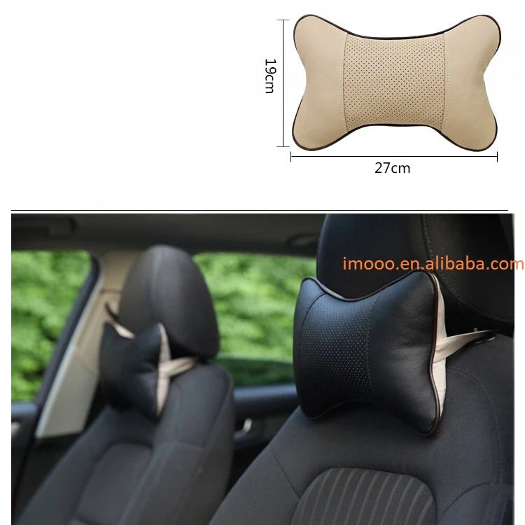 Car Neck Pillow — Leather Headrest Cushion (Set of 2)