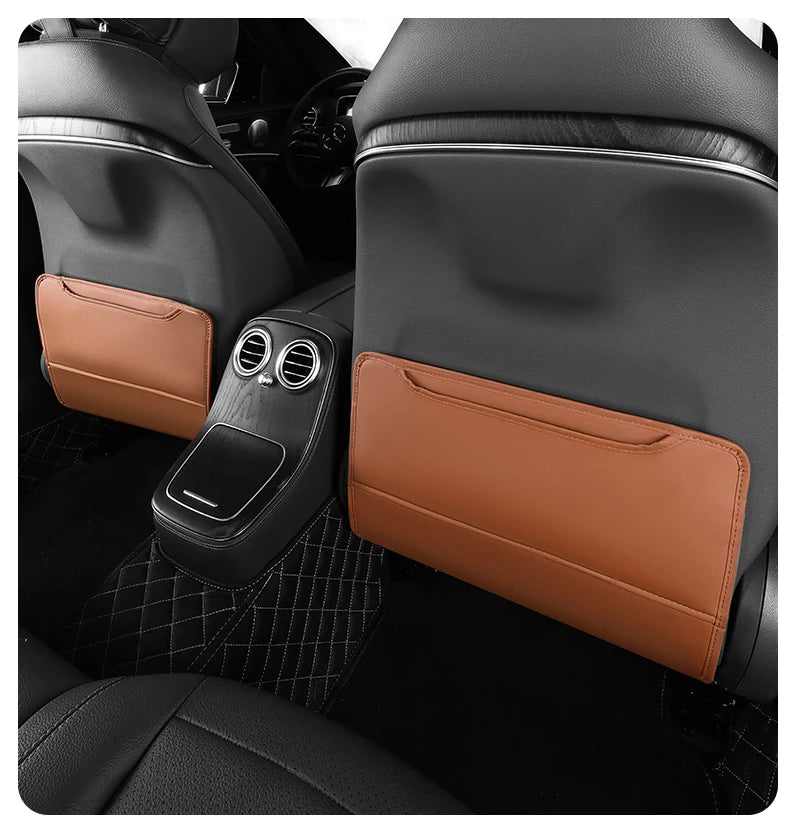 Car Seat Back Protector - PU Leather Anti-Kick Pad (2-Pack)