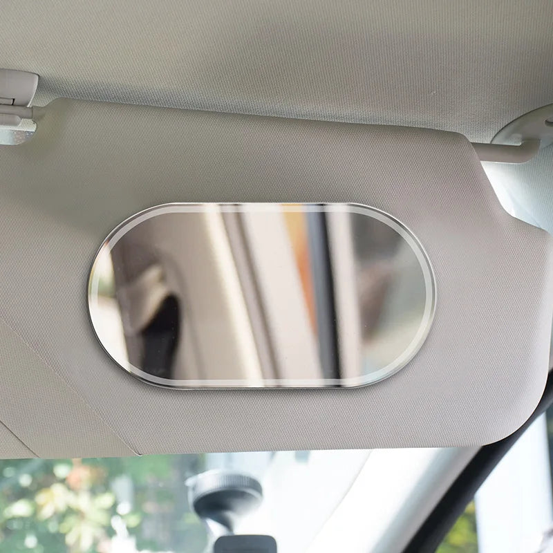 Stick-On Car Visor Vanity Mirror - Shatterproof Stainless Steel