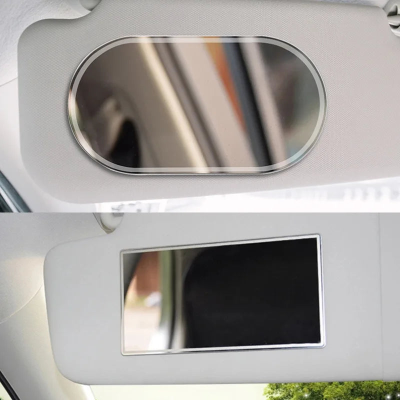 Stick-On Car Visor Vanity Mirror - Shatterproof Stainless Steel