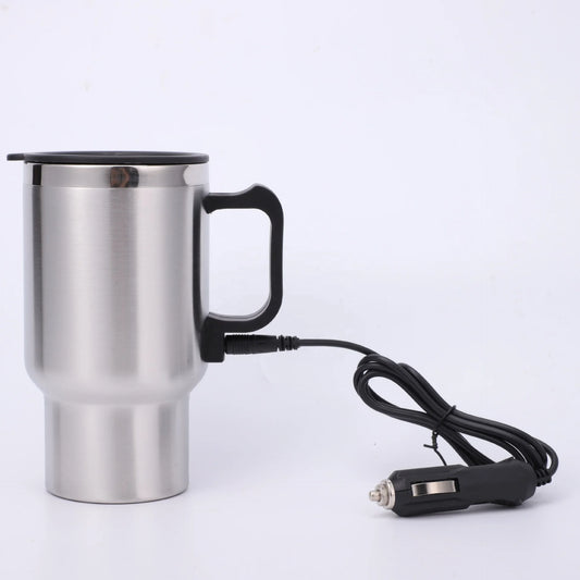 12V Car Heated Travel Mug - Stainless Steel Coffee Warmer