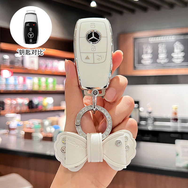 TPU Car Key Fob Cover - Full-Protection Shell with Keychain