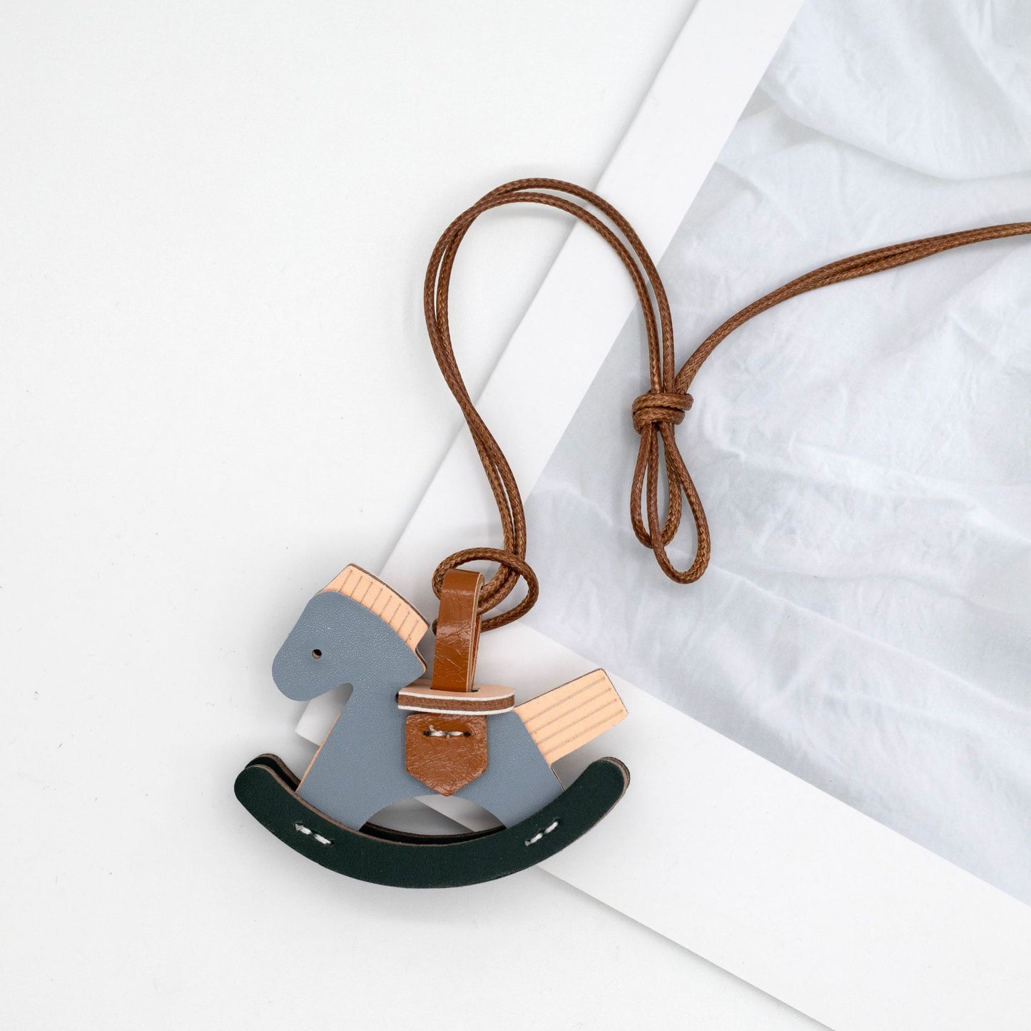 Leather Rocking Horse Bag Charm & Keychain Pendant