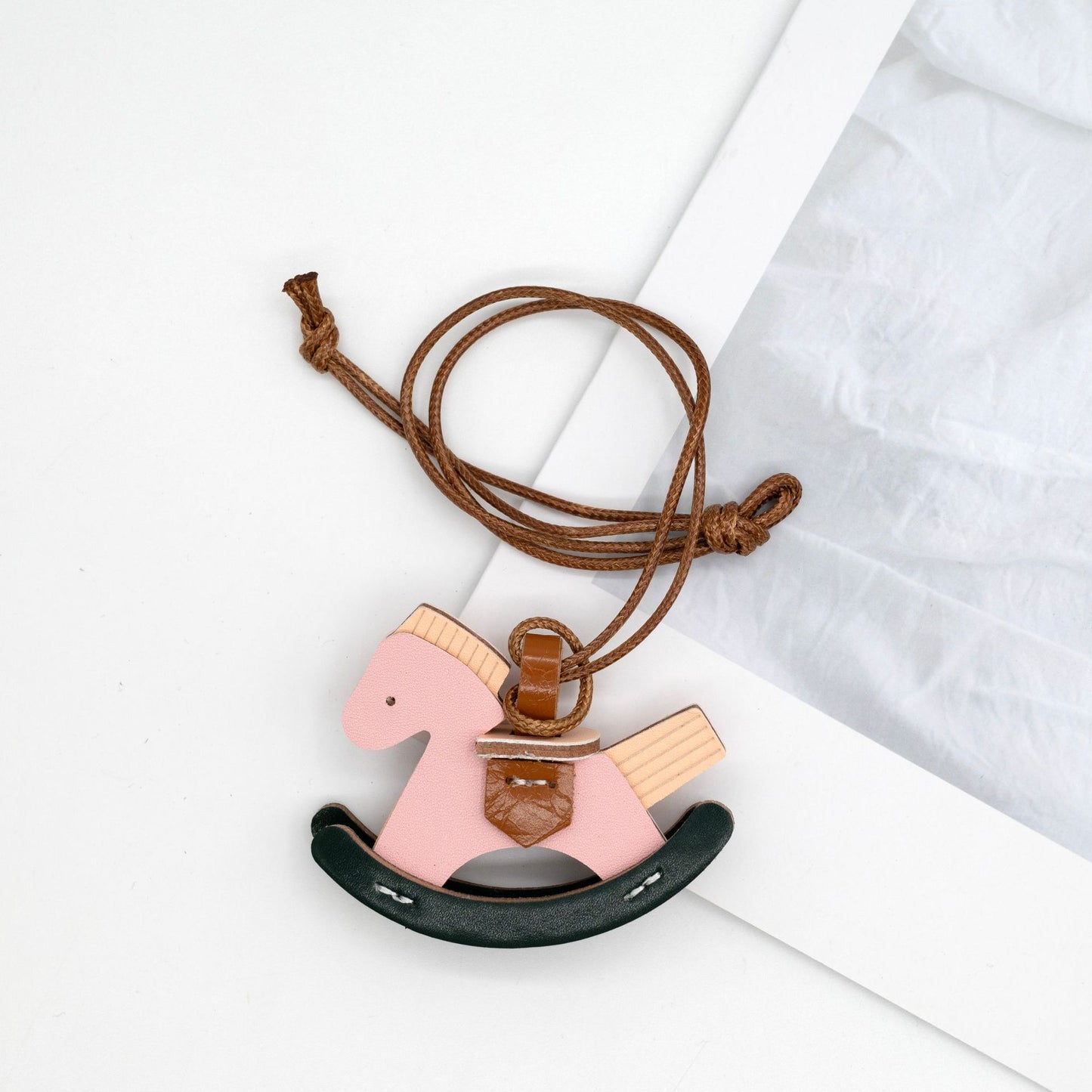 Leather Rocking Horse Bag Charm & Keychain Pendant