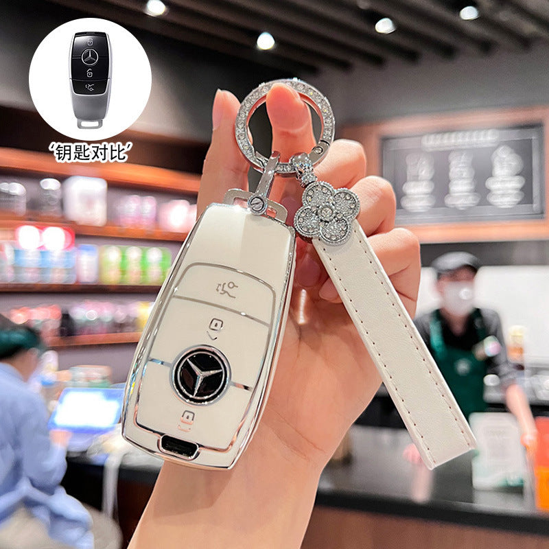 TPU Car Key Fob Cover - Full-Protection Shell with Keychain