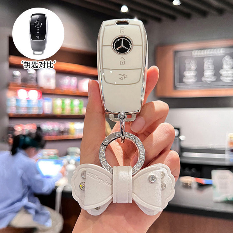 TPU Car Key Fob Cover - Full-Protection Shell with Keychain
