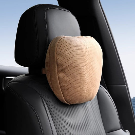 Car Neck Pillow Pair - Suede Headrest Support Cushions