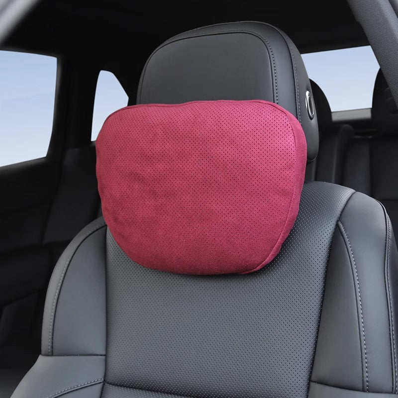Car Neck Pillow Pair - Suede Headrest Support Cushions