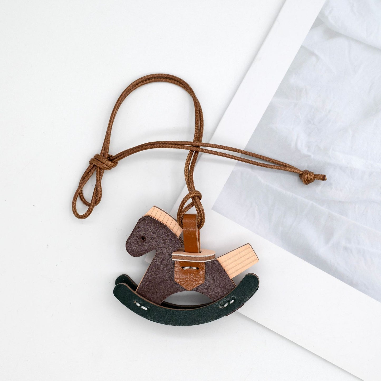 Leather Rocking Horse Bag Charm & Keychain Pendant