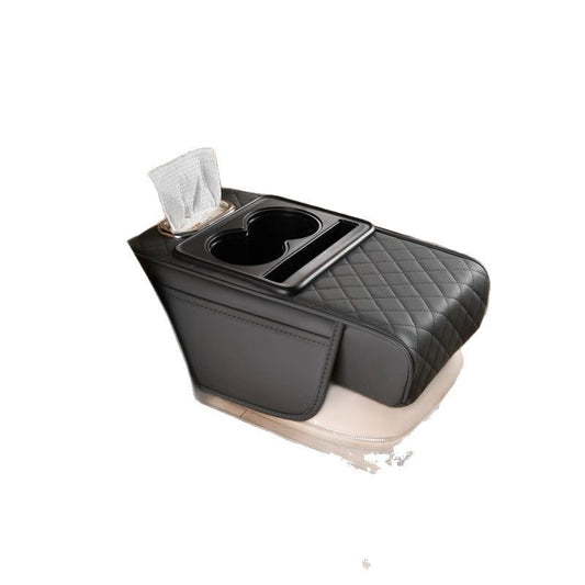 Car Armrest Cushion - Cup Holders + Tissue Box Storage