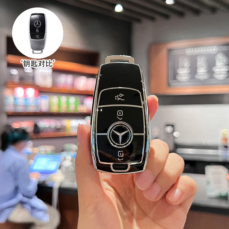 TPU Car Key Fob Cover - Full-Protection Shell with Keychain