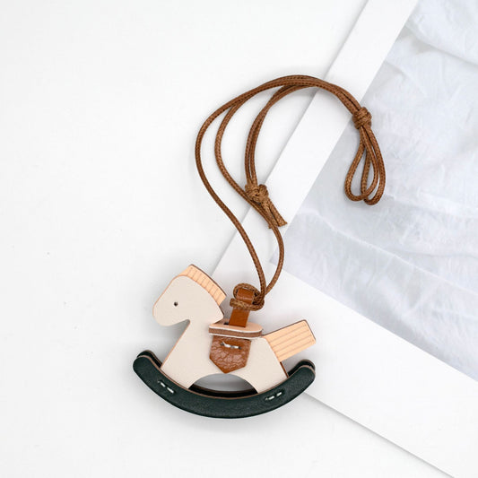 Leather Rocking Horse Bag Charm & Keychain Pendant