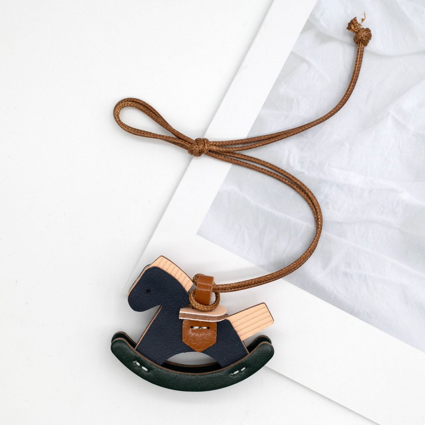 Leather Rocking Horse Bag Charm & Keychain Pendant