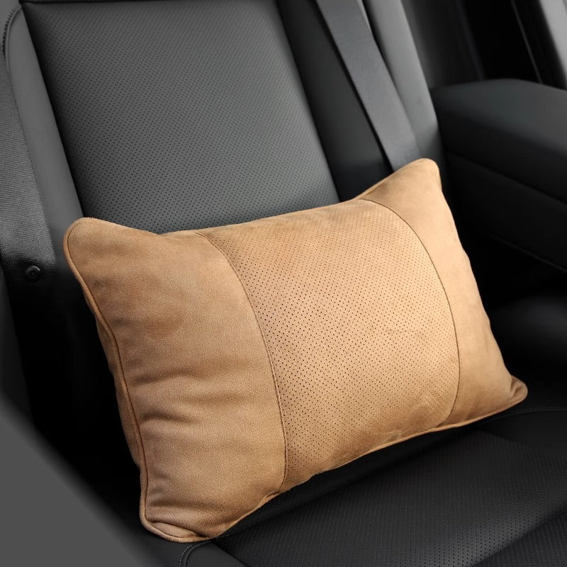 Car Neck Pillow Pair - Suede Headrest Support Cushions