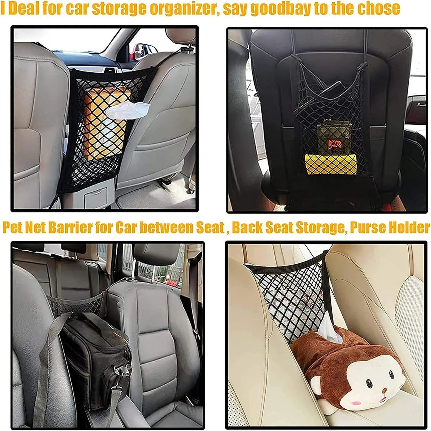 Dog Car Barrier & Seat Storage Net - Front Seat Divider