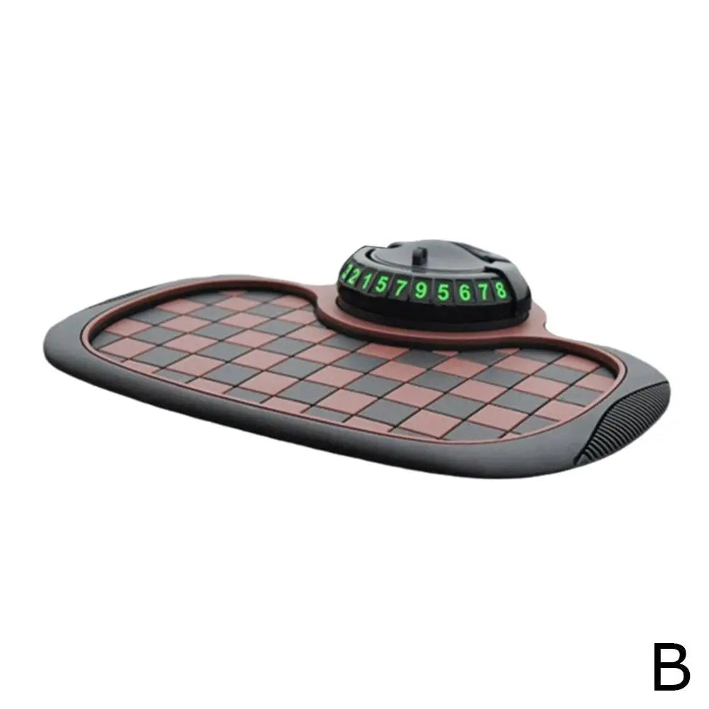 Car Dashboard Anti-Slip Mat - 360° Phone Holder & Parking Plate