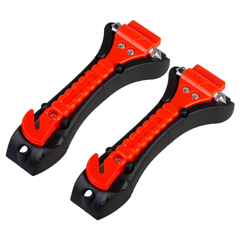 Car Safety Hammer 2-Pack - Window Breaker & Belt Cutter