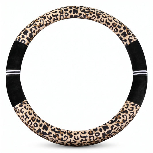 Leopard plush steering wheel cover
