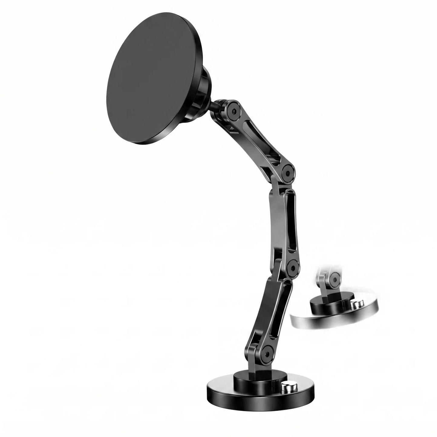 Magnetic car phone mount folding metal arm
