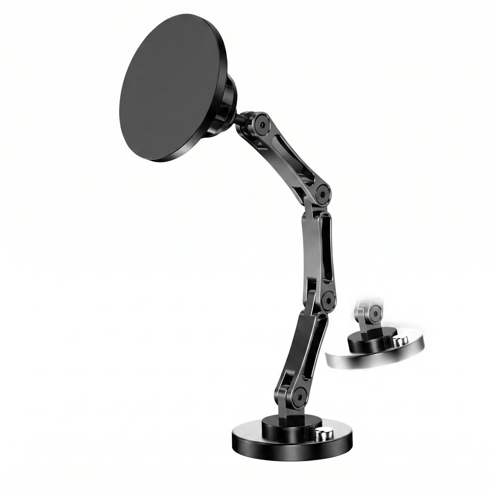 Magnetic car phone mount folding metal arm